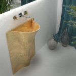 Luxury italian pedestal wash basin gold leaf Tempo Glass Design