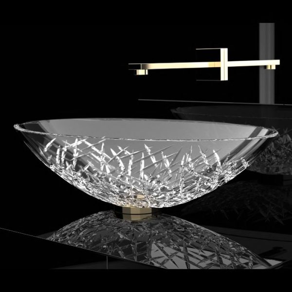 Luxury Italian Counter Top Sink Basin 56x38 Ice Oval XL Glass Design
