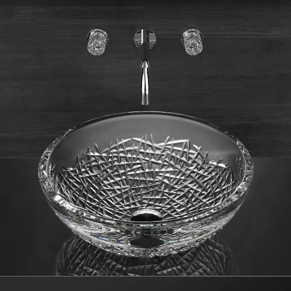 Crystal counter top wash basin in the hall round luxury Glass Design Ice Round