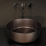 Luxury table top wash basin round italian Line Katino Bronze Glass Design