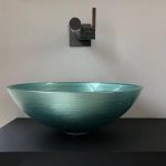 Luxury wash basin countertop round crystal aquamarine Metropole 34