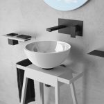 Luxury wash basin models for hall round Rose White Matt Glass Design