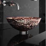Luxury wash basin models round italian Ice Lux Rose Gold Glass Design
