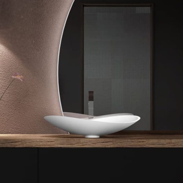 Modern countertop washbasin white matt italian INFINITY Glass Design