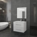 Drop Torino White MDF Wall Hung Vanity Unit with Washbasin & Led Mirror 61×46