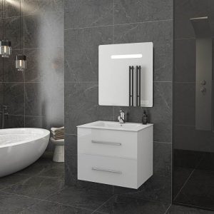 Drop Torino White MDF Wall Hung Vanity Unit with Washbasin Set 61x46