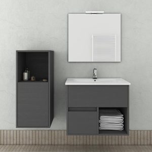 Drop Sorrento Graphite MDF Wall Hung Bathroom Furniture Set 65x45