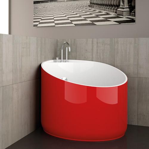 small deep freestanding soaking tub red round Glass Design Mini Ferrari