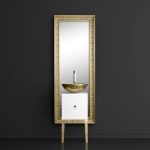 Monnalisa Florence Gold Έπιπλο Μπάνιου με Καθρέπτη & Mosaic Νιπτήρα