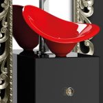 Bathroom furniture black MONNALISA PRESTIGE with FLOwer red