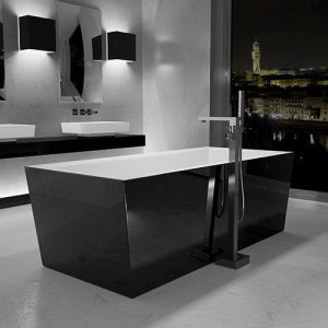 Glass Design Mont Blanc Contemporary Black Free Standing Bathtub 180x80 cm