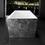 Rectangle horizontal freestanding bathtub luxury silver Glass Design Mont Blanc