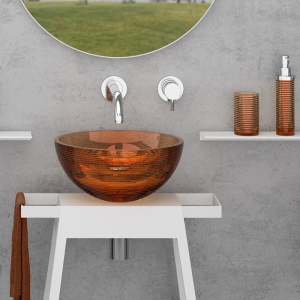 Modern wash basin designs for dining room round Rose Ginger Glass Design