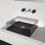 Modern counter top wash basin models rectangular black fume Skyline Glass Design