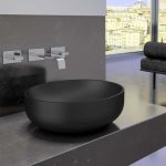 Modern countertop wash basin round black matt Collina Black Glass Design