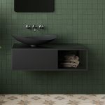 Modern countertop washbasin black matt italian INFINITY Glass Design