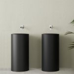 Modern free standing wash basin italian round black matt Tommy Glass Design