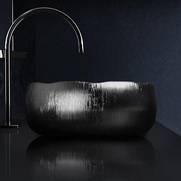 Modern italian round countertop washbasin dark inox Mode Lux