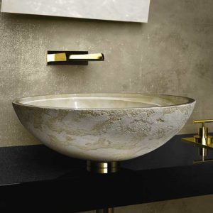 bathroom sink countertop modern round italian Glass Design Luna Sand