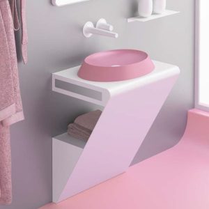 Modern hand wash basin countertop silicone Bubble Pink Glass Design