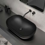 Modern table top wash basin rectangular black matt Collina XL GLass Design