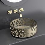 Bathroom wash basin sink countertop round Marea Home Champagne Glass Design