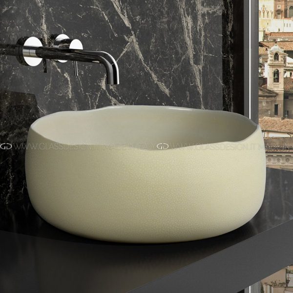 Bathroom hand wash basin countertop round Mode Classic Sand Glass Design