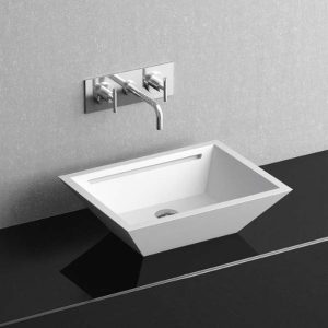 Modern counter top wash basin rectangular white matt 52x40 Yacht Glass Design