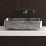 Modern wash basin designs in hall rectangular 61×40 Blade Lux Silver Leaf Glass Design