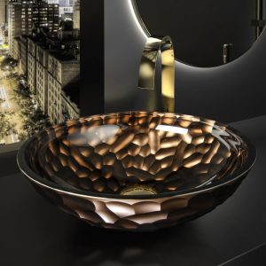 Ιταλικοι νιπτηρες παγκου στρογγυλοι μπρονζε χειροποιητοι Orma Bronze Glass Design