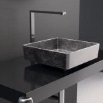 wash basin sink silver square luxury 40×40 Glass Design Four Lux Silver Leaf