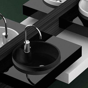 semi recessed bathroom sink black round with hole Glass Design Naxos FL