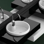 semi recessed basin white round modern with tap hole Glass Design Naxos FL