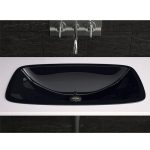 Glass Design Open Italian Modern Rectangular Black Inset Wash Basin 64×37 cm