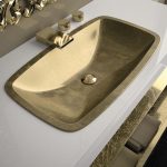 undermount bathroom sink gold luxury rectangular Glass Design Open