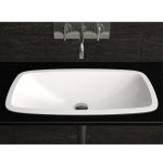 Italian Luxury Rectangular Inset Wash Basin 64×37 cm Glass Design Open White