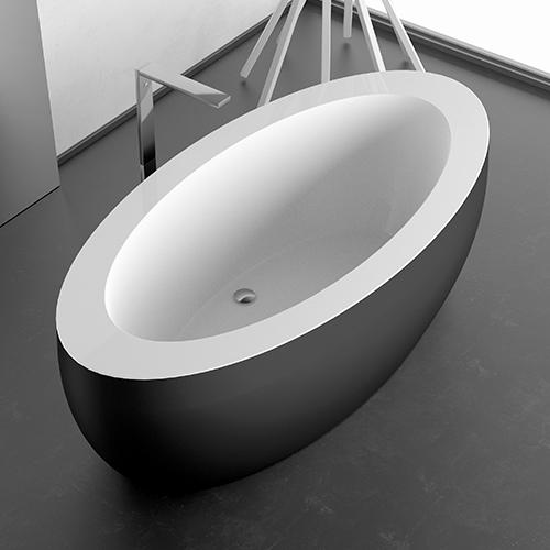 freestanding bathtub luxury oval dark inox Glass Design Paradiso