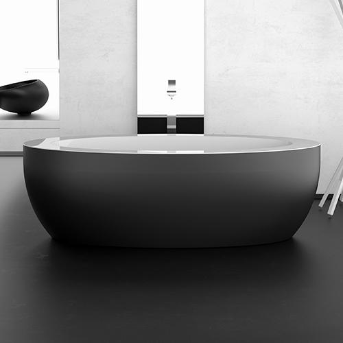 Luxury Oval Free Standing Bath Tub Dark Inox 175x85 cm Glass Design Paradiso