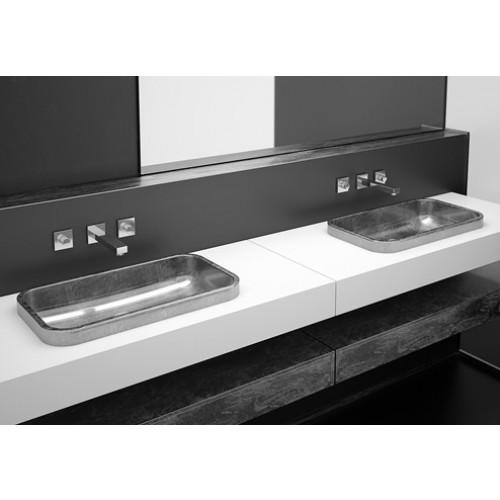 semi recessed basin rectangular silver leaf modern GLass Design Play FL 60x34