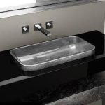 Modern Italian Rectangular Semi Recessed Wash Basin 60x34 Glass Design Play FL Silver Leaf