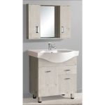 Beige PVC Floor-Standing Vanity Unit with Wash Basin & Mirror 72×47 Long Life