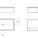 RX rectangular inset wash basin by Italian Glass Design dimensions 610 x 302