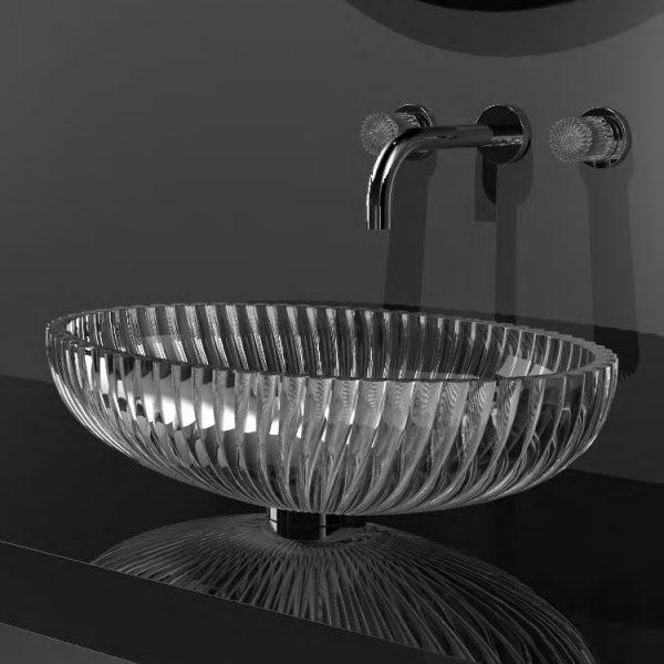 Premium Clear crystal oval counter top basin