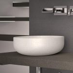 counter top wash basin round stone effect white Ø45 Glass Design Rapolano