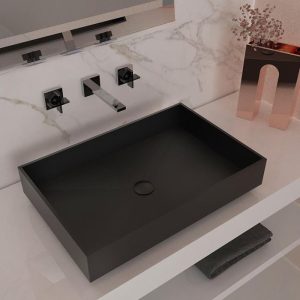 Italian table top wash basin rectangular black matt 61x40 Koko KOKO2PO30 Glass Design