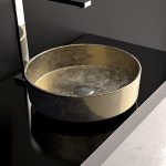 Wash basin designs in hall gold round Ø41 Glass Design Rho Lux Gold Leaf