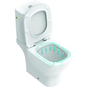 Ideal Standard Tesi Aquablade Curved Close Coupled Toilet + Quick Release Soft Close Seat 36,5x66,5 T033601