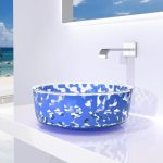 Round wash hand basin countertop round Marea Color Sky Blue Glass Design