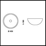 Soffio round counter top wash basin by Italian Glass Design dimensions 45 x 18