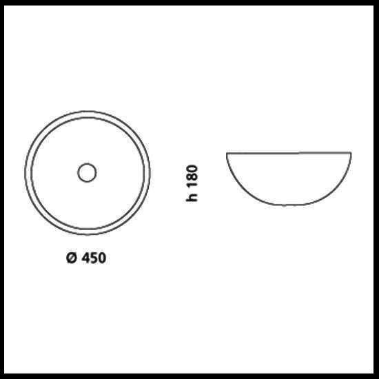 Soffio round counter top wash basin by Italian Glass Design dimensions 45